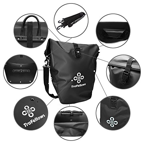 Premium-Fahrradtasche für den Gepäckträger • Große Radtasche mit abnehmbarem Schultergurt für Damen und Herren • Wasserfeste Gepäckträgertasche mit Reflektorschrift - 2