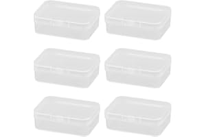 Lotsdonxia Set of 6 Small Rectangular Plastic Containers with Lids, Ideal for Storing Beads, Business Cards, Pills, and Other Small Items (6.5 * 4.5 * 2cm)