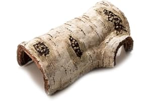 KEFU01 Folewr Cueva de escondite de dragón barbudo seguro y seguro Gecko oculta el tronco artificial de abedul serpiente escondite de resina para lagarto