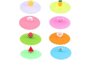 ZHOUHON Silikon Deckel, 8 Stück Silikon Glasabdeckung für Trinkgläser - Anti Staub, Wiederverwendbar, 10cm