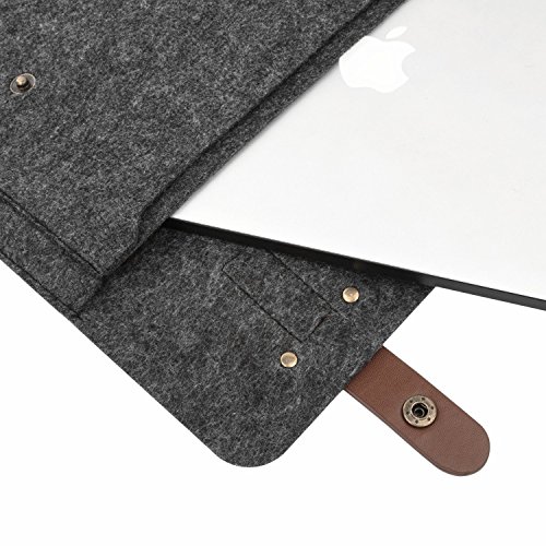 MOSISO Filz Sleeve Hülle Tasche mit Schulterriemen für 13-13.3 Zoll MacBook Air / MacBook Pro / Ultrabook, Schwarz - 4