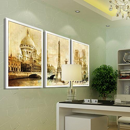 Paintsh Modern Fashion Home Paintings Murals Living Room Decorative Painting Triple Framed Paintings Bedroom Wall Paintings Porch Paintings Paris Tower Castle, 35 * 35