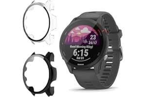 KeeFos Etui kompatybilne z Garmin Forerunner 255S, twardość 9H, 360°, etui ochronne, wbudowane szkło, odporne na zarysowania folia ochronna z poliwęglanu (PC), etui ochronne do Garmin Forerunner 255S