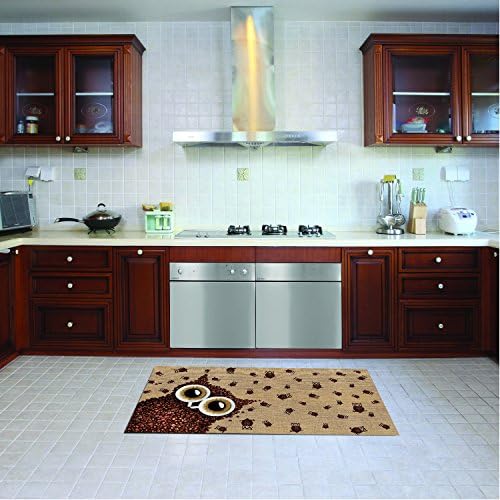 Crido Kitchen runner, machine washable rug, 52cm x 120 cm, anti-mite mat with non-skid (non-slip) rubber backing, owl patterned rug, washable kitchen mat in polyester microfiber 100% Made in Italy
