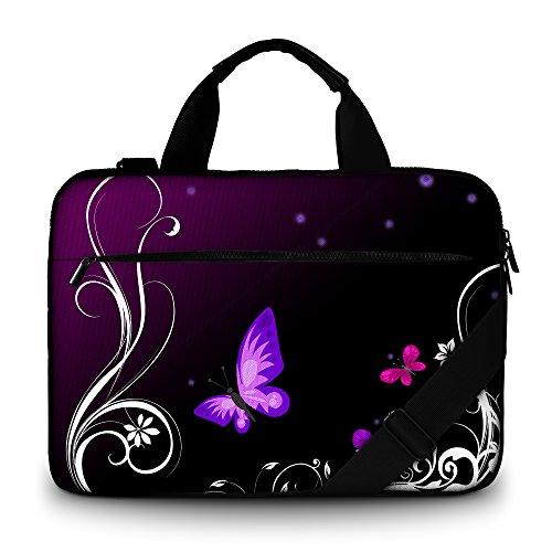 PEDEA Canvas Design Notebooktasche 17,3 Zoll (43,6 cm) mit Schultergurt, purple butterfly - 4