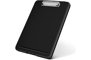 Hnogri Kunststoff-Klemmbrett mit Aufbewahrung, offenes Krankenpflege-Klemmbrett Faltbare Aufbewahrung für Anwälte, Studenten, Klassenzimmer, Büro, Frauen, Mann, Größe 13,4 "x 9,4" X 0,9", Schwarz