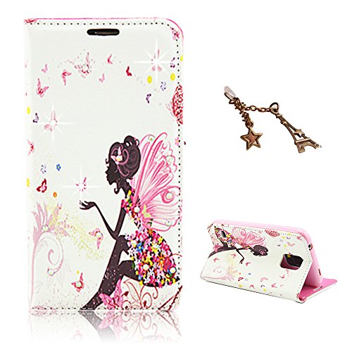 Uming® L Rhinestone Pretty Girl Series Colorful Pattern Print PU case [* for Sony Xperia Z4 *] Flip Holster with Bling Shiny Glitter Diamond Stand Stander Holder Hand Free Credit Card Slot Wallet Hasp Magnet Magnetic Button Buckle Shell Protective Mobile Cell Phone Case Cover Bag + 1 x Anti Dust Plug - Butterfly Elf