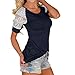 Produktbild Damen T-shirt Spitze Ärmel, Sunday Damen Mode Frauen Sommer Bluse Casual Tops Spitze T-Shirt T Kurzarm Mode Shirt (EU 40, Dunkelblau)