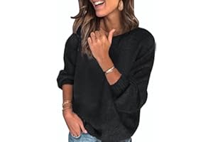 UMIPUBO Maglione Donna Chic Oversize Maglione a Maglia Colorblock Morbido Righe Pullover Casual Knitted Bluse Manica Lunga Moda Girocollo Tops Maglieria per Autunno Inverno Felpe Ragazza