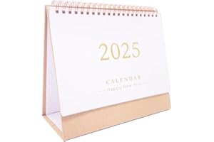JANFEEL Desk Calendar of 2024-2025 Year,Standing Flip Desktop Calendar with Memo Pages and Monthly Goals From Sep.2024 to Dec.2025 7.52 * 6.5 In,16 Months Calender for Home Office School-Brown Color