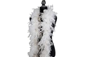 Mu Mianhua 90G Feather Boas 2 Meters Feathers Bow for Decorations Party Supplies Girls Fancy Dress up Costume (White)