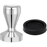 Vicloon Coffee Tamper, Espresso Coffee Press Stainless Steel Silver Colour 51mm Tamper Coffee Shop Supplies with Silicone Tam