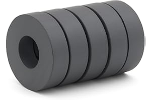 GENERISCH Ferrit Magnete Ringmagnete 45 x 22 x 9mm 5 Stück Keramik Magnet mit Loch unbeschichtet Schwarz Starke Magnetring Große Industriemagnete Hartferrit Lochmagnete für Handwerk DIY