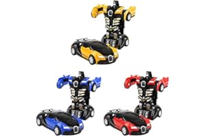 URFEDA HYDS03-00690 Transformers Auto Toys Lot de 3 transformateurs 2 en 1 Robot voiture pour Déformation Car Transformation Anniversaire Enfants À partir 4 5 6 7 Ah, Rouge + Bleu Jaune.
