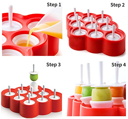 Joyoldelf mini Ice Pop Maker,Silikon Ice Lolly Moulds mit Bonus 3 Silikon Eis Lutscher Formen – Machen Sie gesunde Ernährung für Ihre Kinder - 5