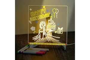 ‎ZISWIN 2025 Neues LED-Notizbrett mit Leuchtenden, Trocken Abwischbaren Farben,Mit Verstellbarem StäNder Und 7 Farben Stift, Led Beleuchtete Zeichentafel FüR BüRo Schule Haus