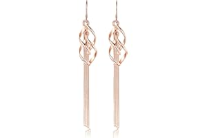 Deyanse Srebrne długie wiszące kolczyki ze srebra wysokiej próby 925, dla kobiet, hipoalergiczne krople, zwisające kolczyki wężykowe, długie frędzle, kolczyki wiszące z liśćmi/krzywy romb