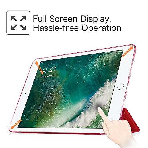 Fintie iPad 9.7 Zoll 2017 Hülle – Ultra Slim Superleicht Schutzhülle mit Lichtdurchlässig Rückseite Abdeckung Smart Cover Case Tasche mit Auto Schlaf / Wach und Standfunktion für Apple iPad 2017 Neue Modell, Rot - 8