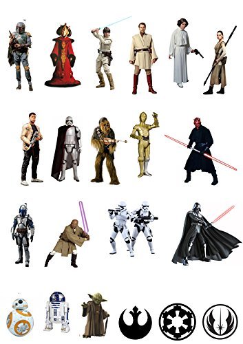 21 Stand Up Star Wars Characters Edible Wafer Paper Cake Toppers Decorations by Orange Trading