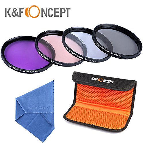 K   F Concept 4 52 mm UV CPL FLD Kit de filtre r  chauffant objectif UV  filtre Polarisant circulaire pour appareil photo Nikon D5300 D5200  D5100  D3300 D3200 D3100 Appareil photo num  rique reflex avec objectif et chiffon de nettoyage en microfibre   4   Filtre-Sacoche