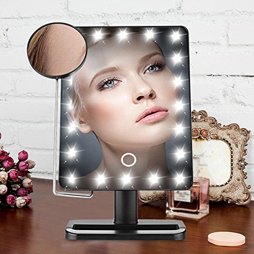 Cookey Beleuchtete Make up Spiegel Beleuchtete Eitelkeit Kosmetikspiegel mit Beweglichen 10x Vergrößerung 20 LED Ideal für Schlafzimmer Tischplatte Badezimmer Dressing Rasieren Reisen - 6