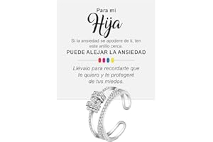 BRAMART Anillo Mujer de Plata Sterling 925 Anillo Inspirador y Alentador para Hijas para Mujeres Niñas Tamaño Ajustable Pulgar Ajustable Anillos Abrible