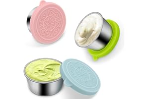 HYDREAM 3x50ml Contenitori Condimenti per Insalata Piccoli in Acciaio Inossidabile con Silicone Coperchi, Conservazione Cibi Set per Condimenti, Insalata, Salse,Riutilizzabile Mini Contenitore Tazze per Salsa