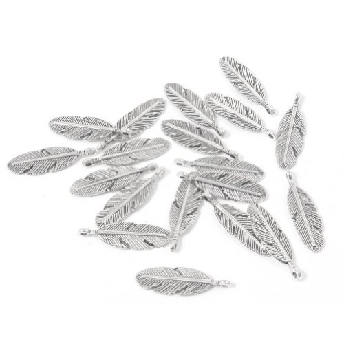 Forever Yung 20pcs Silver Feather Spacer Metal Beads DIY for Bracelets,Necklace by Vogholic
