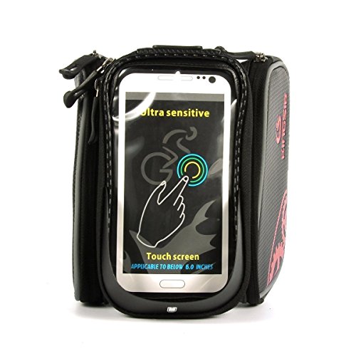 UVISTAR Wasserdicht Fahrradtasche Handyhalterung 5,5 Zoll Lenkertasche Kleine Rahmentasche Abnehmbar Vorne Befestigung am Obenrohr Rennrad für Mountainbike, Fahrradzubehör Smartphone Taschen - 2