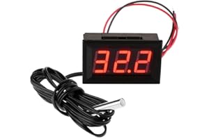 FBBULES Digitale Termometro con Sonda Impermeabile 12V Electronic Thermometer Monitor di Temperatura per Acquario Frigorifero Congelatore,Rosso