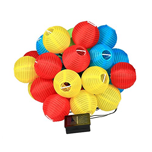 InnooTech Solar Lichterkette Lampion 30er LED 6 Meter Laterne Gartenbeleuchtung Innen- und Außenbereich mit Batteriehalter für Weihnachten, Party, Hochzeit, Deko, Feiern ,Garten, Terrasse, Hof, Haus, Tannenbaum warmweiß Bunt - 6