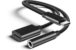 CARPHONE WAREHOUSE Adaptateur Casque USB C vers Jack 3.5mm [2 en 1] Type C vers 3.5 mm Aux Audio Charge Adaptateur, Câble Casque Chargeur Tressé Convertisseur Compatible avec Samsung Galaxy S23/S24+/S22/S21/Hua wei P40