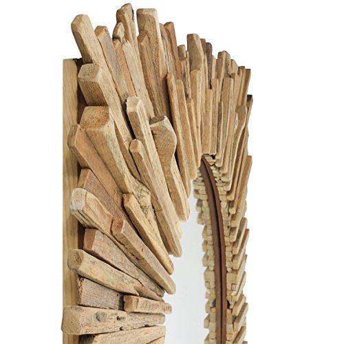 Eckiger Spiegel mit Rahmen aus Holzstücken Sonne Massiv Holzrahmen Wandspiegel großer Holz-Spiegel ca. 80-110 cm Nr. 5 - 2