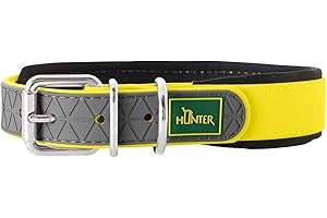 HUNTER Wygodna obroża z miękkim neoprenem, 60 cm, neonowy żółty