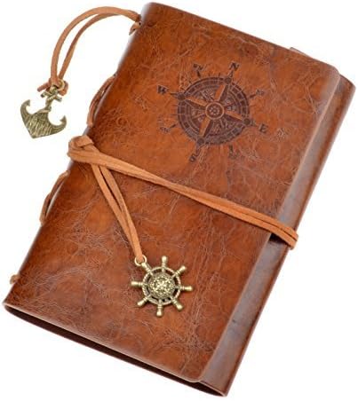 Heatvalley Classic Diary Notebook, Handmade Refillable Writting Journal Notebook with Leather Cover (Brown)