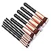 Ammiy® 10 Pcs Makeup Brush Set Professional Handle Premium Synthetic Kabuki Foundation Blending Blush Concealer Eye Face Liquid Powder Cream Cosmetics Lip Brush Tool Brushes Kit (Black-rose gold)