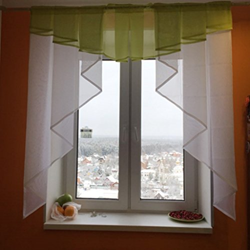 Kleinfenster Voiie Fenstergardine Scheibengardine mit Falten Grün BxH 140x145cm - 2