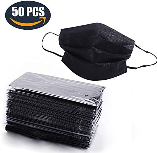 Earloop Face Masks(50Pcs) Non-Woven Masks Allergic Breathable Comfort - For Allergies And Flu Patients (black)