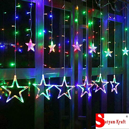 Satyam Kraft 1 Pcs Star Light Curtain for Decoration for Gift Christmas Decoration Valentine Decoration Home Decoration Gift for Someone Special (1 PCS Multicolor)