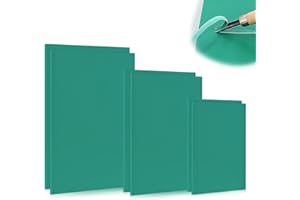 JSUOEO 6 PCS Lino Printing Plates, A4 A5 A6 Lino Sheets 3mm Thickness Linocut Set for Engraving DIY Stamp Crafts Printing Projects (Green)