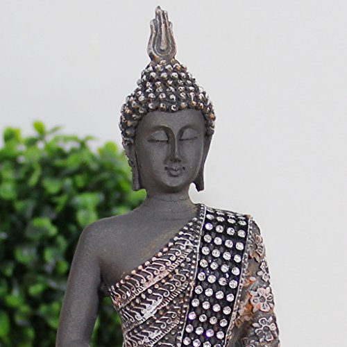 Buddha Sitzend mit Teelicht Deko-Statue für Wohnzimmer oder Bad Zen-Garten Deko-Figur Teelichthalter orientalisch (Nr. 1) - 2