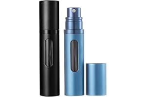 TRAVELOFO Perfume Atomiser Refillable Perfume Bottle for Travel, Leaking Proof Mini Empty Perfume Spray Bottle for Women and Men, 8ml - Matte Black & Blue