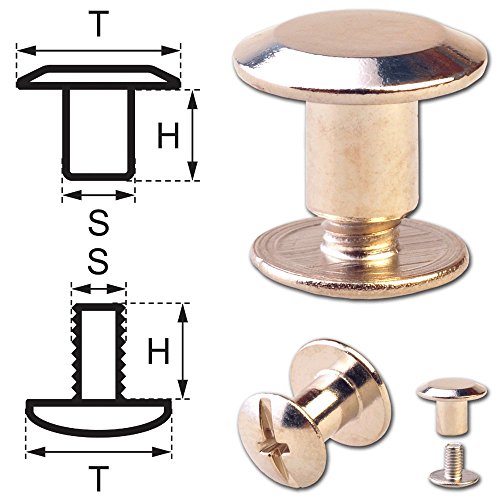 30 Schraubnieten Gürtelschrauben Buchschrauben Chicagoschrauben Nieten zum Schrauben 5MM nickel-glänzend