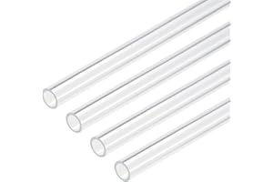 sourcing map Acrylique Tuyau Transparent Rigide Rond Tube 8mm ID 10mm OD 10" pour Lampes et Lanternes, Eau refroidisement Système 4pcs
