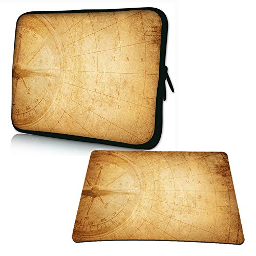 PEDEA Design Schutzhülle Notebook Tasche bis 17,3 Zoll (43,9cm) mit Design Mauspad, Compass