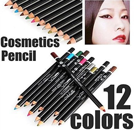 Efficiat(TM) 12 pcs/set Pro Cosmetic Makeup Eyeliner Eye Lip Liner Eyebrow Pencil Pen Set maquiagem sombra