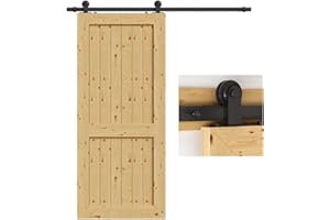 TSMST 6.6FT/200cm Kit de Rail de Porte de Grange Robuste,Quincaillerie Kit de Rail pour Porte Coulissante Adapté à une Porte en Bois Unique