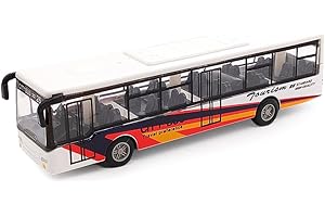NyaSaa Pull Back School Bus, Die-cast Metal Toy Vehicles School Bus, Bus Toy Vehicles, Bus Toy Car Model Pull Back Express Line Bus Tour Kids Gifts - White