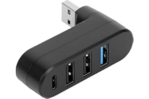 MIUNPRI Hub USB à Multiple Ports 3.0, Mini Adaptateur Multiport 3ports USB-A 1 Port USB-C Rallonge USB (90°/180° Rotatif) pour Ordinateur Portable Voiture Compatible avec Macbook Samsung Notebook Imprimante