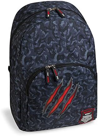 Bestial Wolf School Backpack, blue toned with red claw